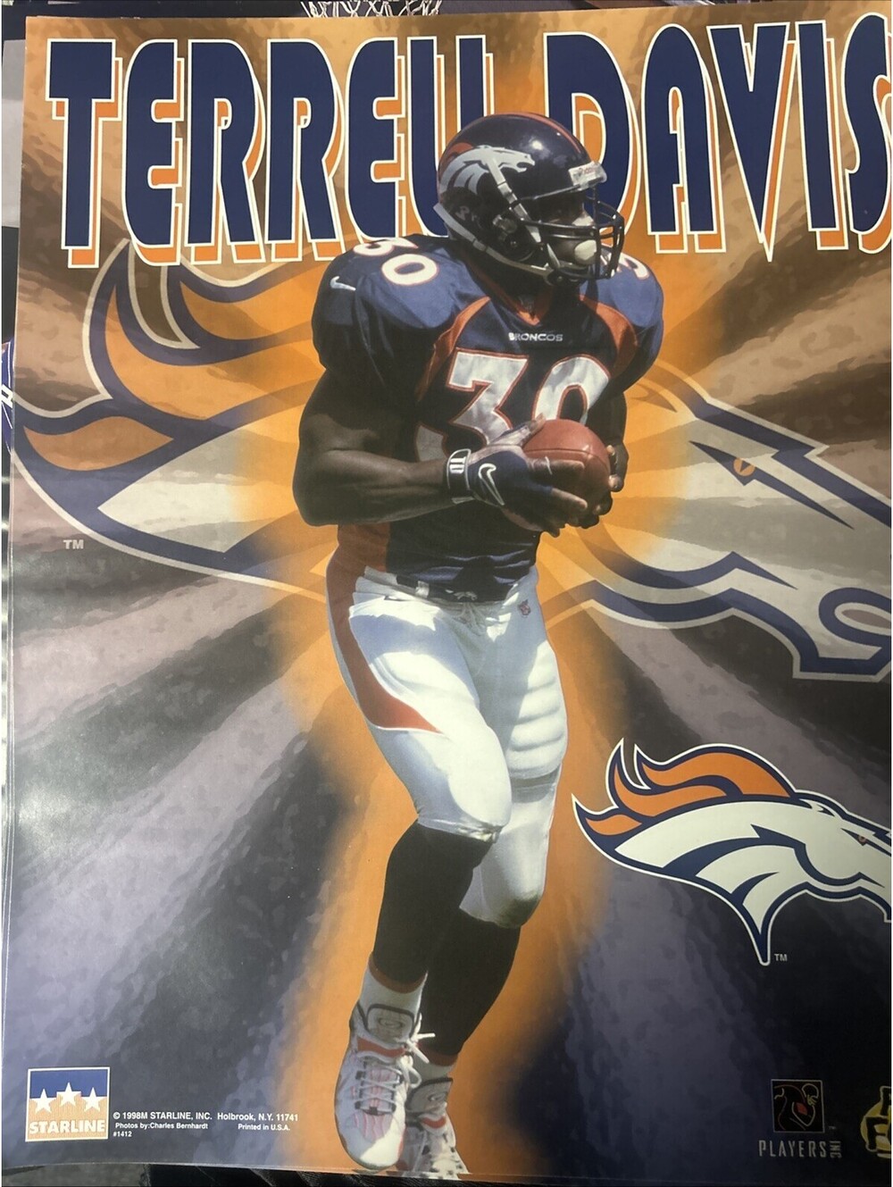 1998 20x16 Star line Terrel Davis Broncos Poster